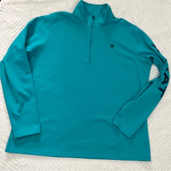 Ariat Tek Cold Series Pullover 1/4 Zip Top size xl Teal jacket sweatshirt shirt - Picture 9 of 14